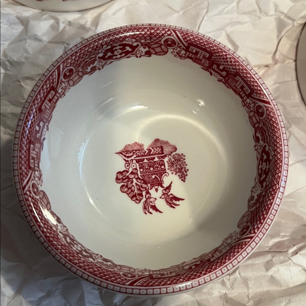 Vintage Buffalo Pottery Willow Red Small Coupe Cereal Bowl